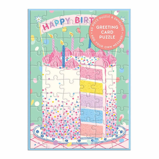 Confetti Birthday Cake Greeting Card 60 Piece Jigsaw Puzzle Galison