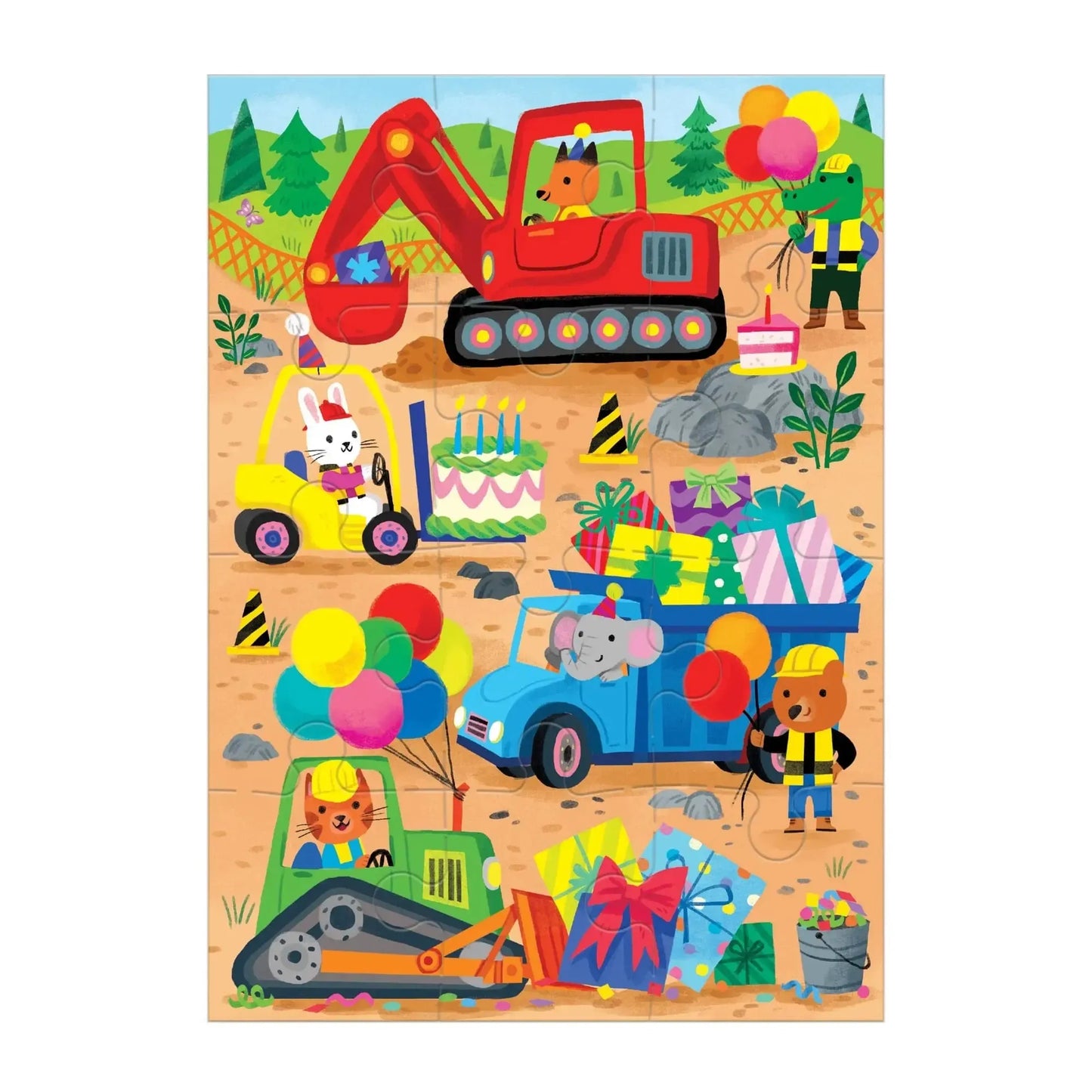 Construction Site Birthday Greeting Card 12 Piece Jigsaw Puzzle Mudpuppy