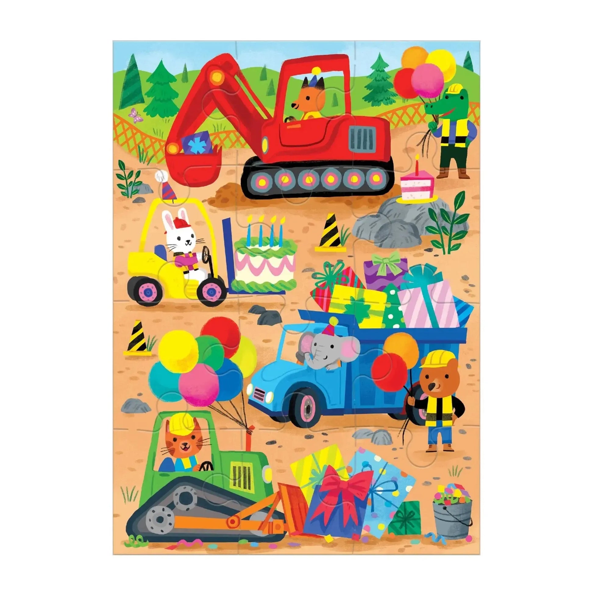 Construction Site Birthday Greeting Card 12 Piece Jigsaw Puzzle Mudpuppy