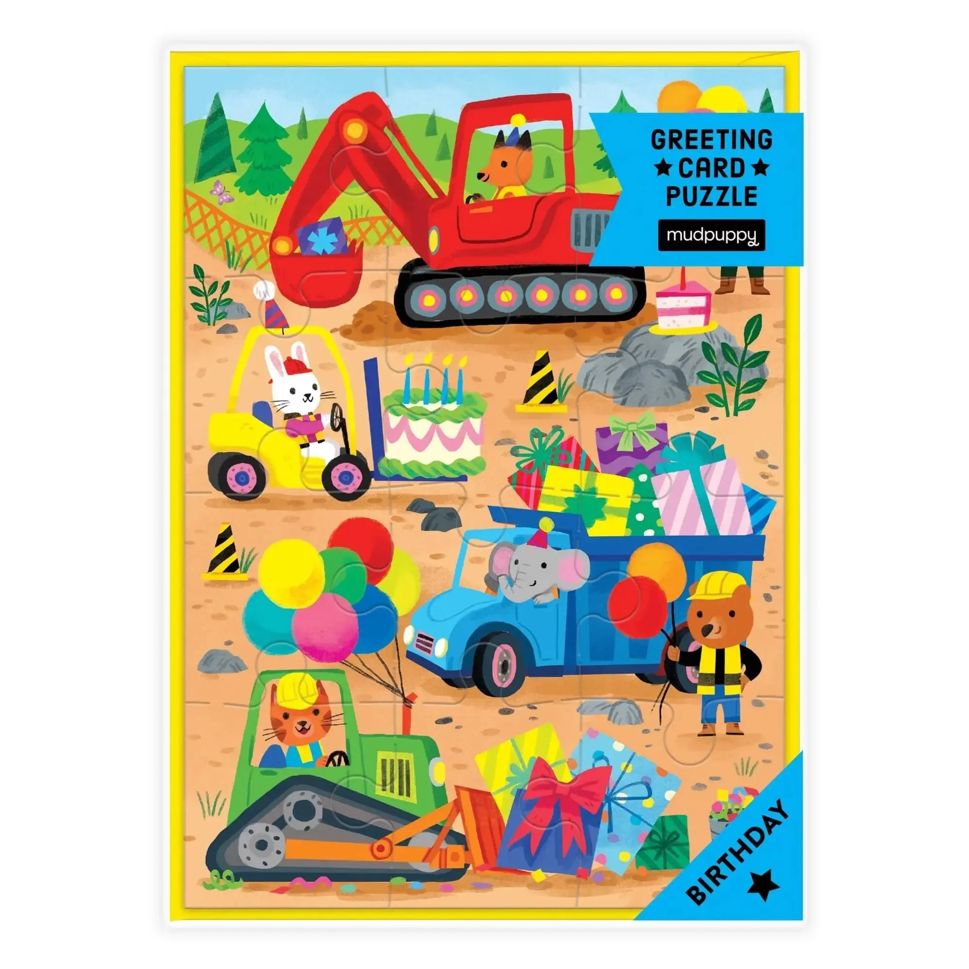 Construction Site Birthday Greeting Card 12 Piece Jigsaw Puzzle Mudpuppy