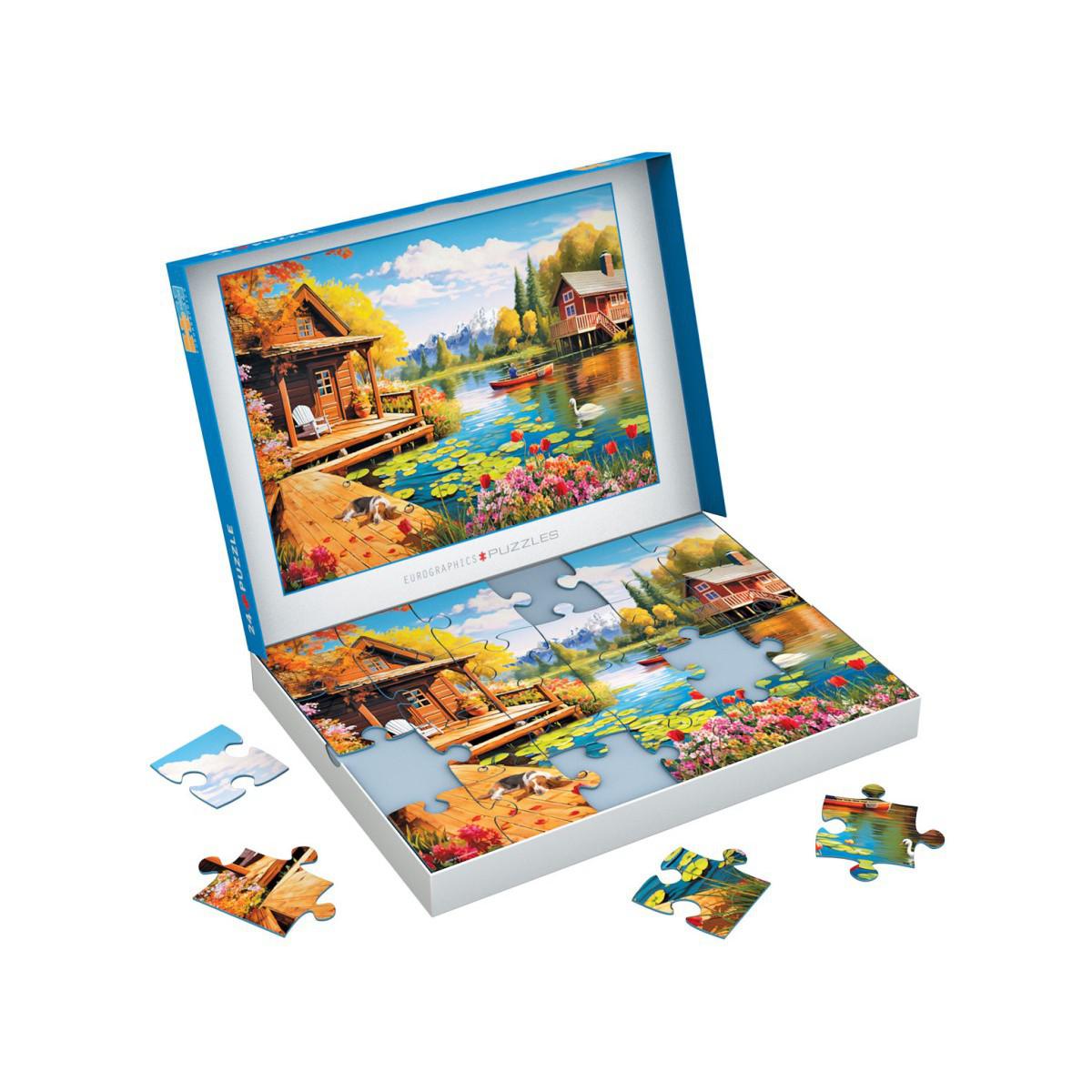 Cottage by the Lake 24 Connecting Pieces Jigsaw Puzzle Eurographics