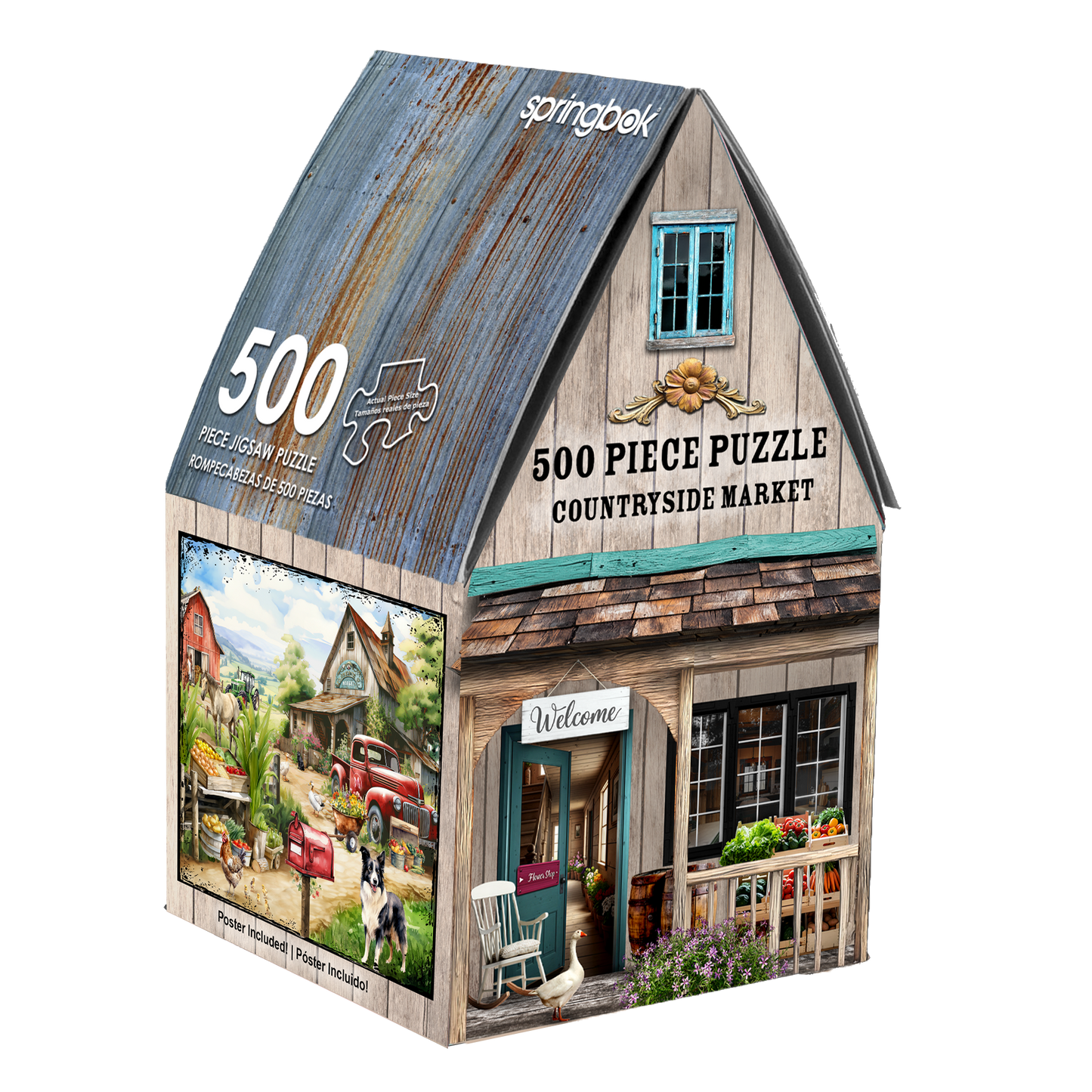 Countryside Market 500 Piece Jigsaw Puzzle in Shaped Box Springbok