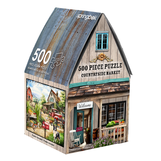 Countryside Market 500 Piece Jigsaw Puzzle in Shaped Box Springbok