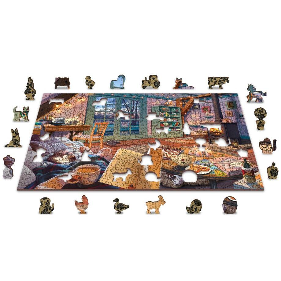 Cozy Cabin 505 Piece Wood Jigsaw Puzzle Wooden City