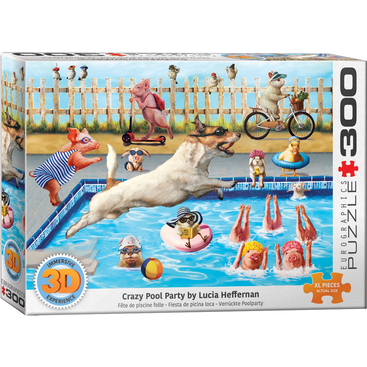 Crazy Pool Day 300 Large Piece 3D Lenticular Jigsaw Puzzle Eurographics