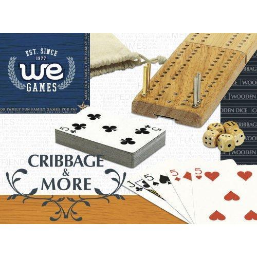Cribbage & More Travel Game Set- Cards, Board, Pegs, Dice & Pouch - WEG