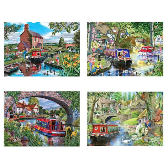 Cruising the Canals Set of 4 500 Piece Jigsaw Puzzles HOP