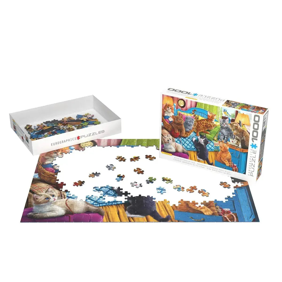 Cute Kittens in Bed 1000 Piece Jigsaw Puzzle Eurographics