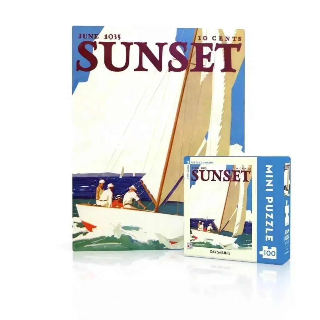 Day Sailing Sunset Magazine 100 Piece Mini Jigsaw Puzzle NYPC