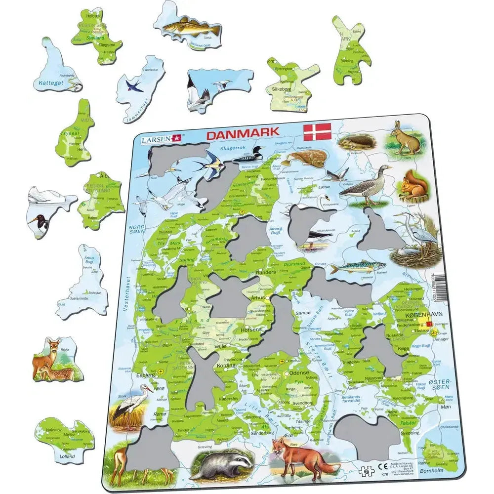 Denmark Map 66 Piece Tray Jigsaw Puzzle Larsen