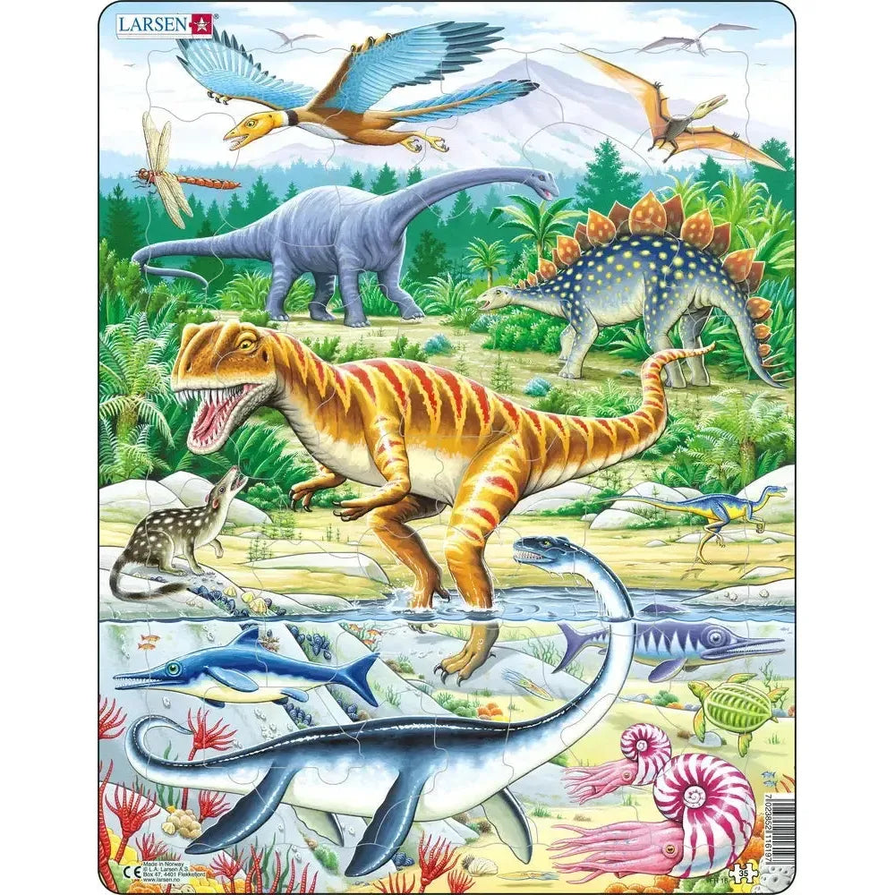 Dinosaurs of the Jurassic Period 35 Piece Tray Jigsaw Puzzle Larsen