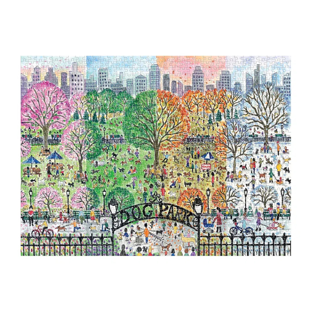 Dog Park in Four Seasons 1000 Piece Jigsaw Puzzle Galison