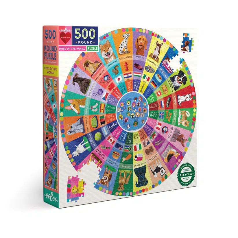 Dogs of the World 500 Piece Round Jigsaw Puzzle eeBoo