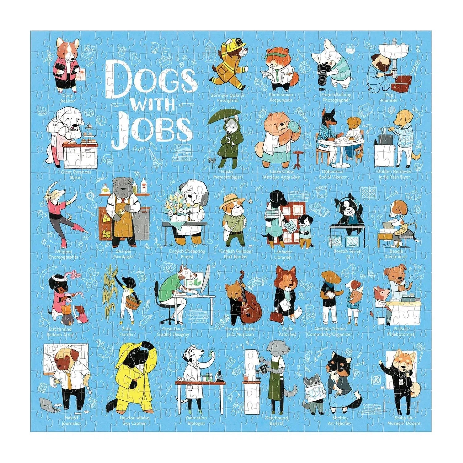 Dogs with Jobs 500 Piece Jigsaw Puzzle Galison