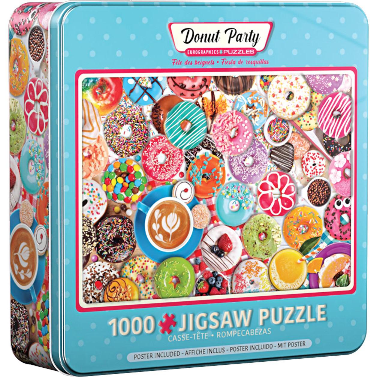 Donut Party 1000 Piece Jigsaw Puzzle in Tin Eurographics