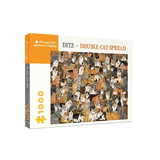 Double Cat-Spread by Ditz 1000 Piece Jigsaw Puzzle Pomegranate