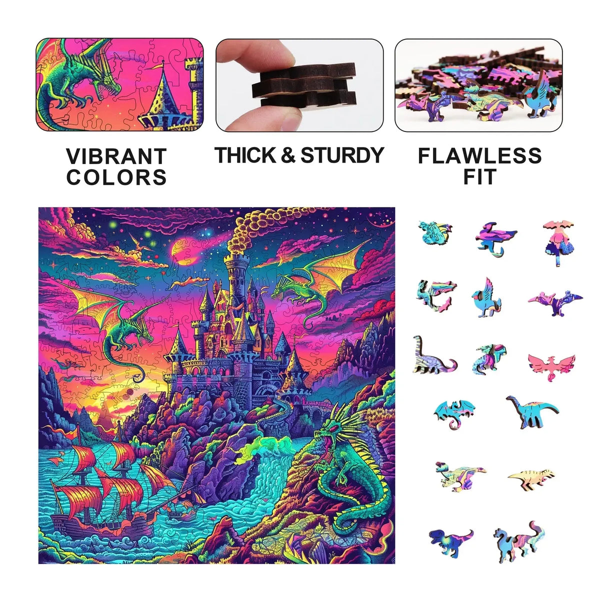 Dragons Dream 300 Piece Wooden Jigsaw Puzzle Trippy