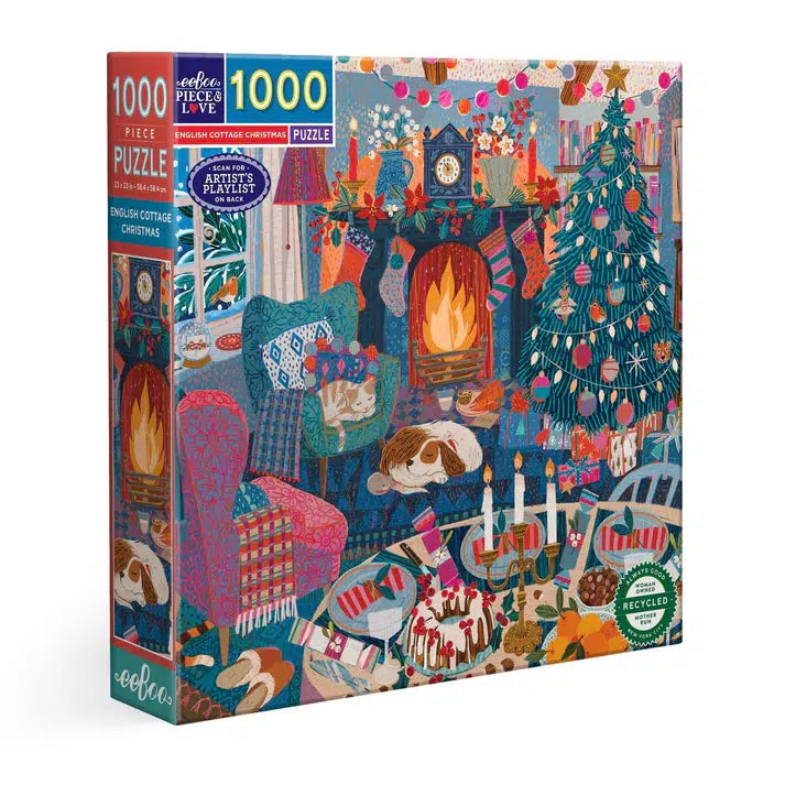 English Cottage Christmas 1000 Piece Jigsaw Puzzle eeBoo