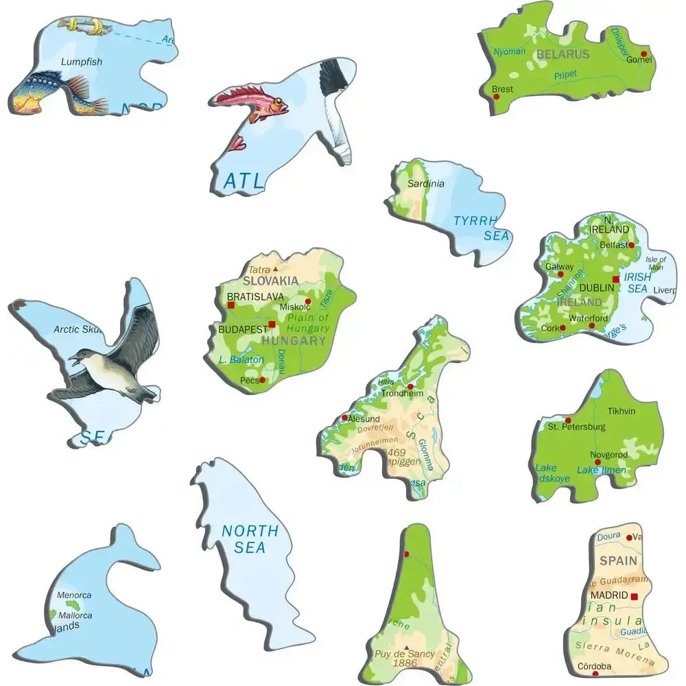 Europe Topographic Map 87 Piece Tray Jigsaw Puzzle Larsen