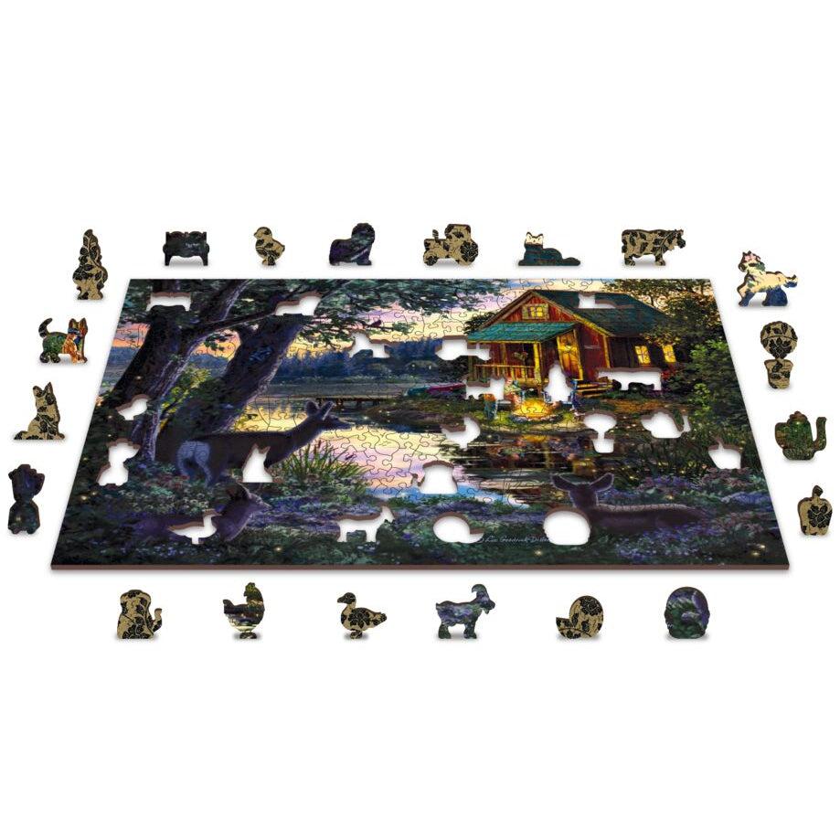 Evening at the Lakehouse 505 Piece Wood Jigsaw Puzzle Wooden City