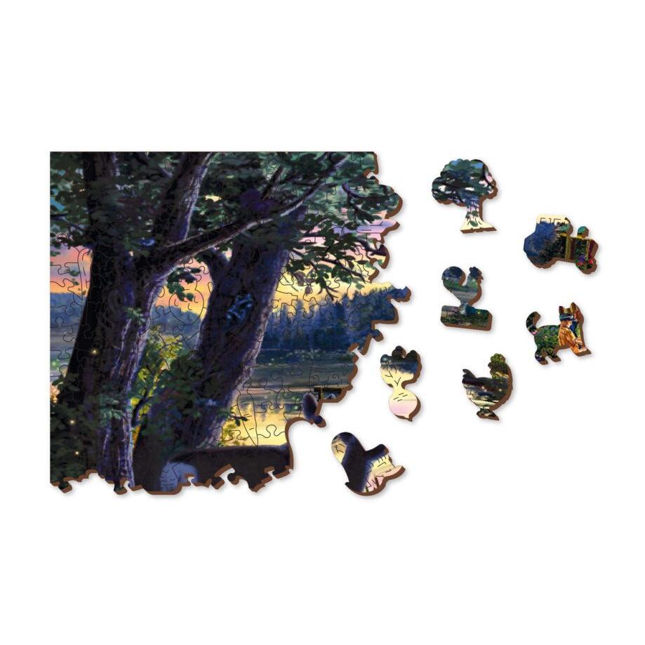 Evening at the Lakehouse 505 Piece Wood Jigsaw Puzzle Wooden City