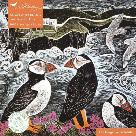 Fair Isle Puffins by Angela Harding 1000 Piece Jigsaw Puzzle Flame Tree