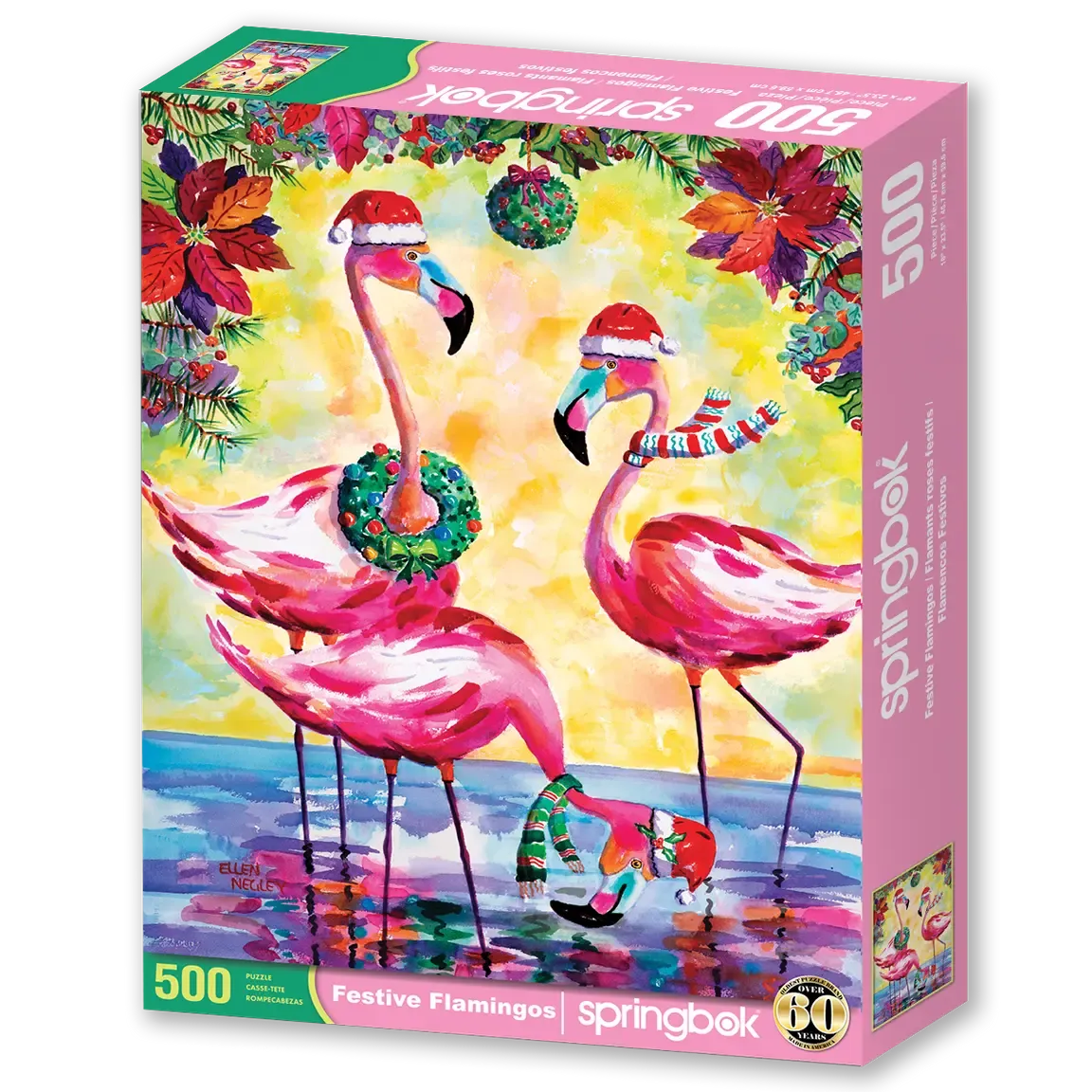 Festive Flamingos 500 Piece Jigsaw Puzzle Springbok