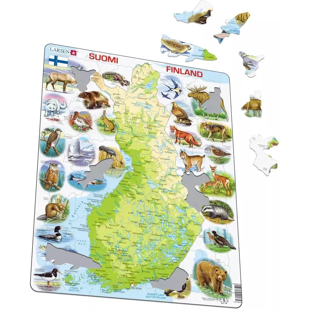 Finland Map & Animals 78 Piece Tray Jigsaw Puzzle Larsen