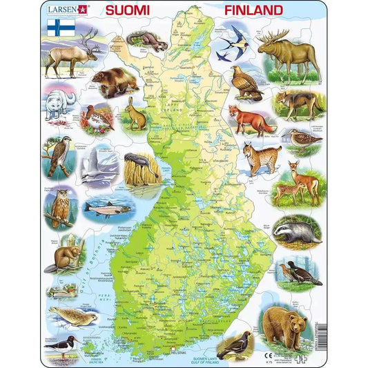 Finland Map & Animals 78 Piece Tray Jigsaw Puzzle Larsen