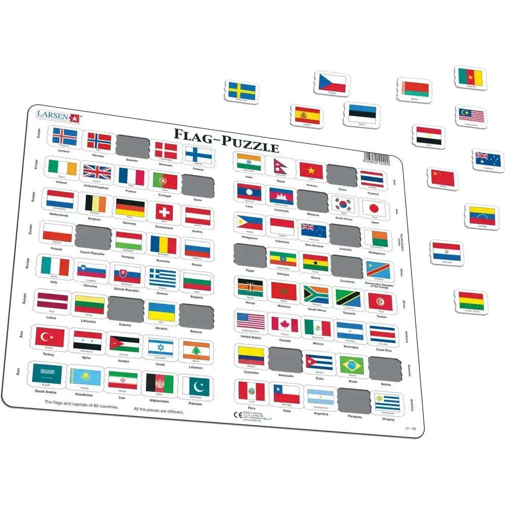 Flags of the World 80 Piece Tray Jigsaw Puzzle Larsen