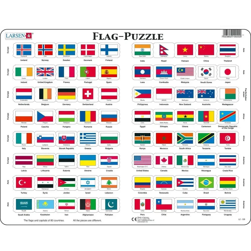 Flags of the World 80 Piece Tray Jigsaw Puzzle Larsen