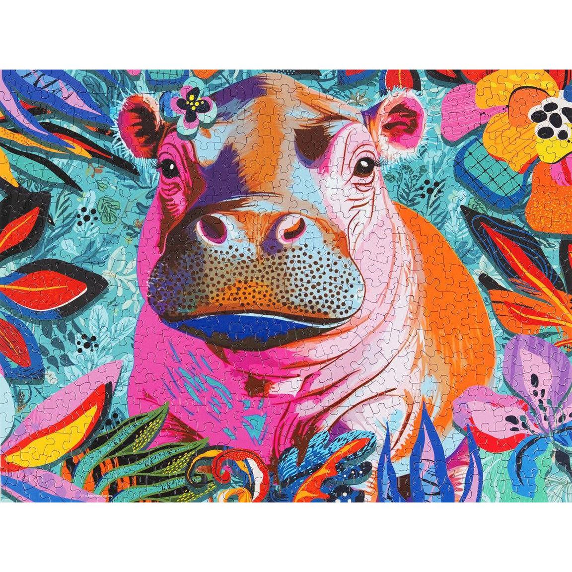 Floral Hippo Pop 500 Piece Jigsaw Puzzle Springbok