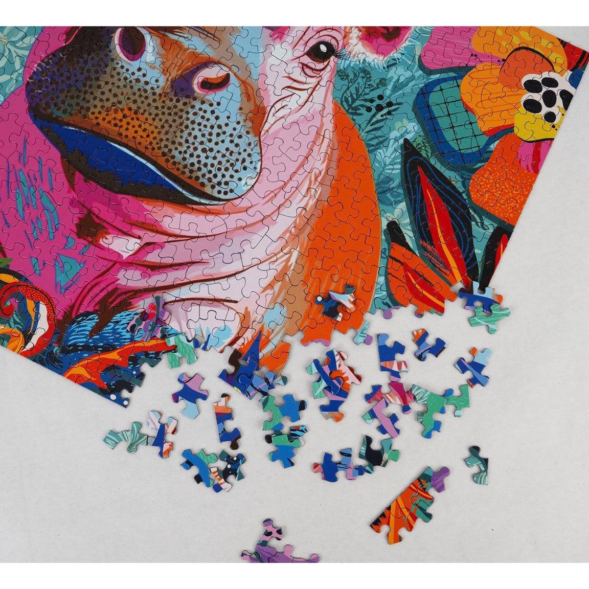 Floral Hippo Pop 500 Piece Jigsaw Puzzle Springbok