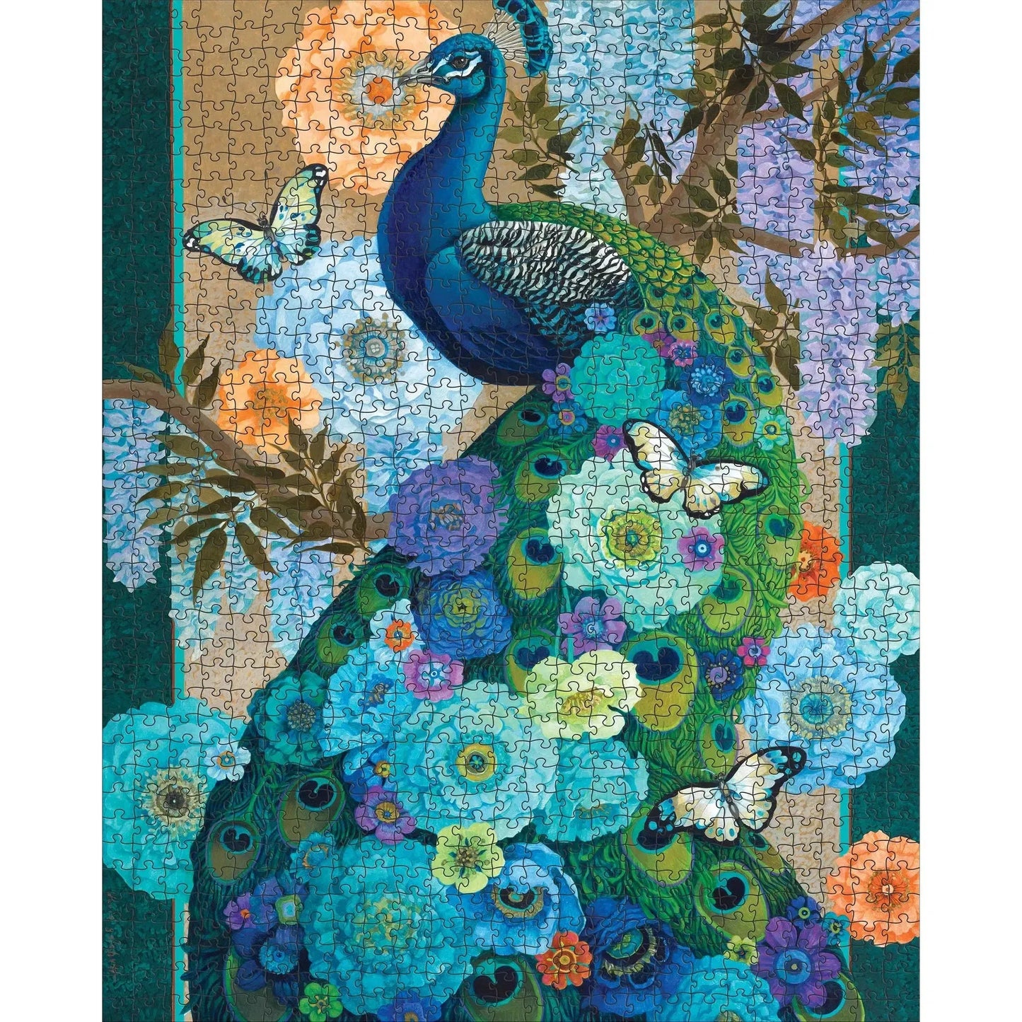 Floral Peacock by David Galchutt 1000 Piece Jigsaw Puzzle Pomegranate