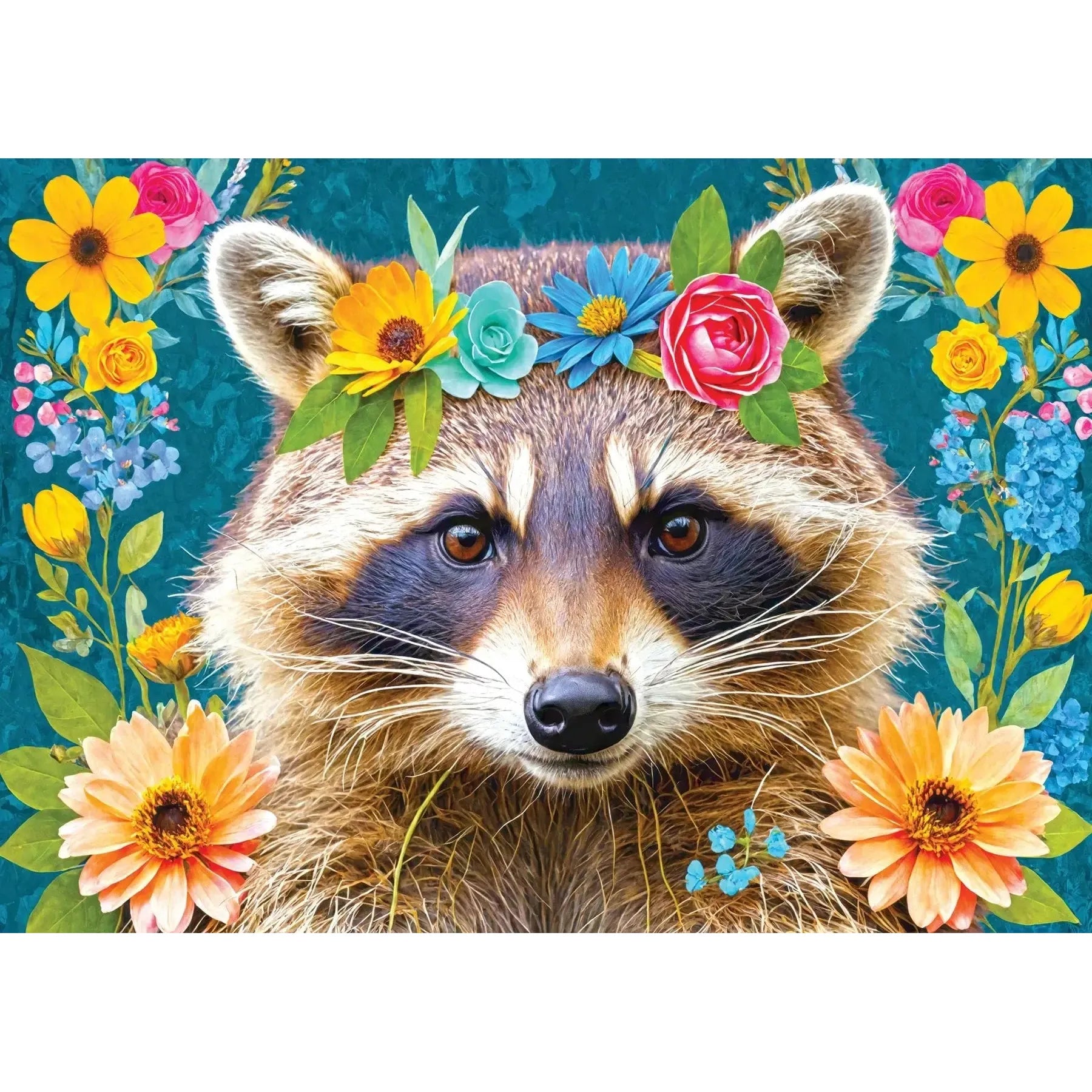 Floral Raccoon 1000 Piece Jigsaw Puzzle Enjoy