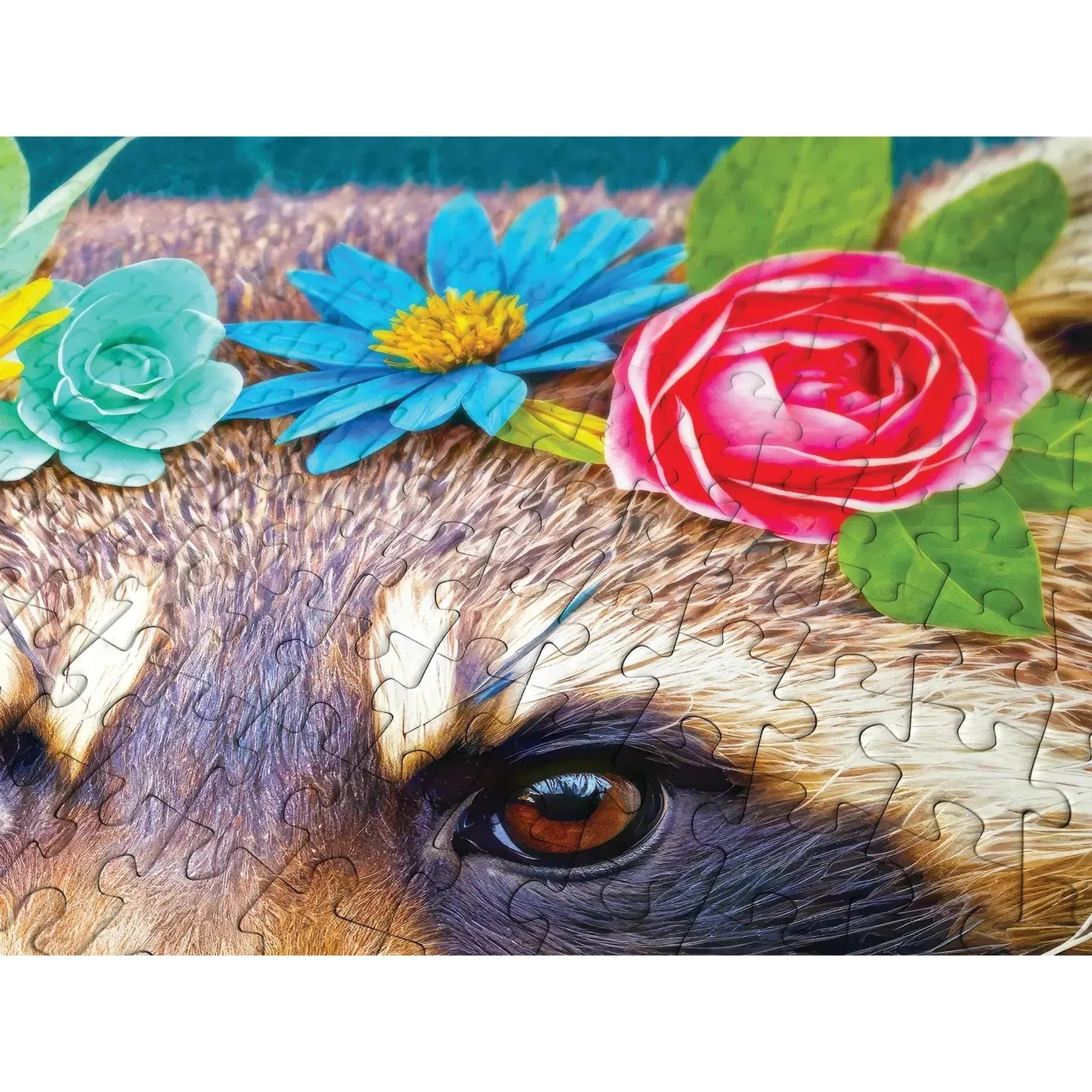 Floral Raccoon 1000 Piece Jigsaw Puzzle Enjoy