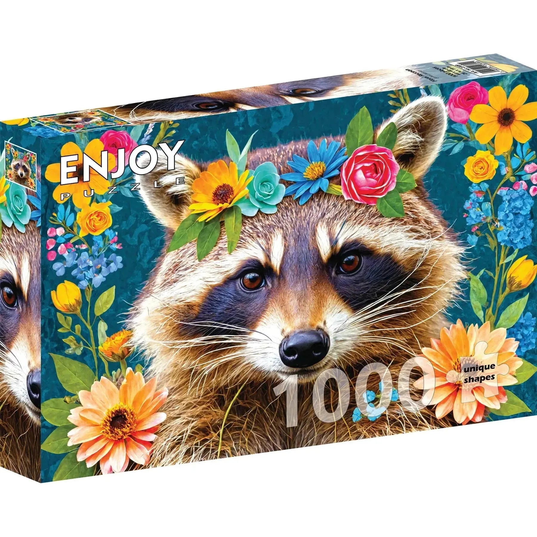 Floral Raccoon 1000 Piece Jigsaw Puzzle Enjoy