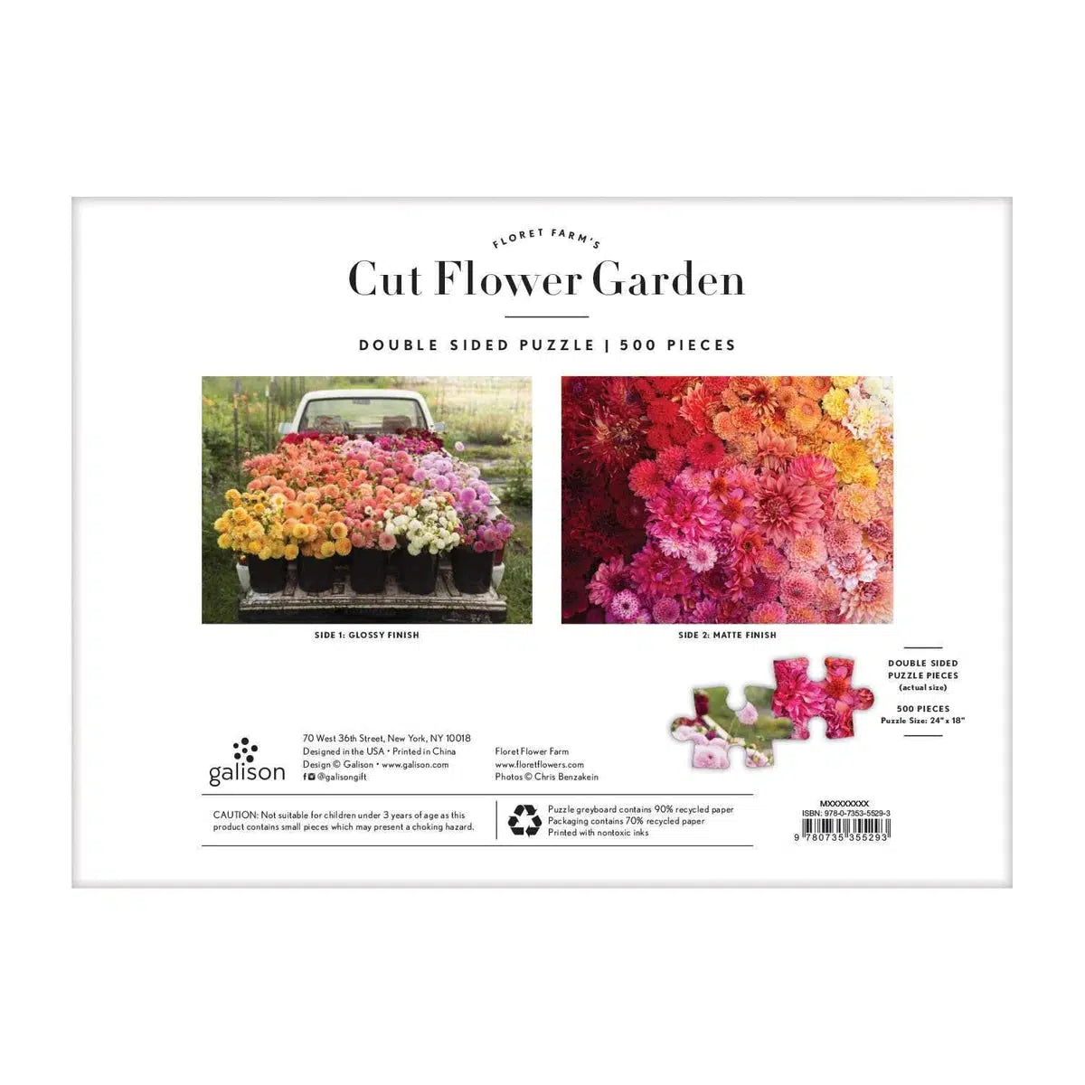 Floret Farm's Cut Flower Garden Double-Sided 500 Piece Jigsaw Puzzle Galison