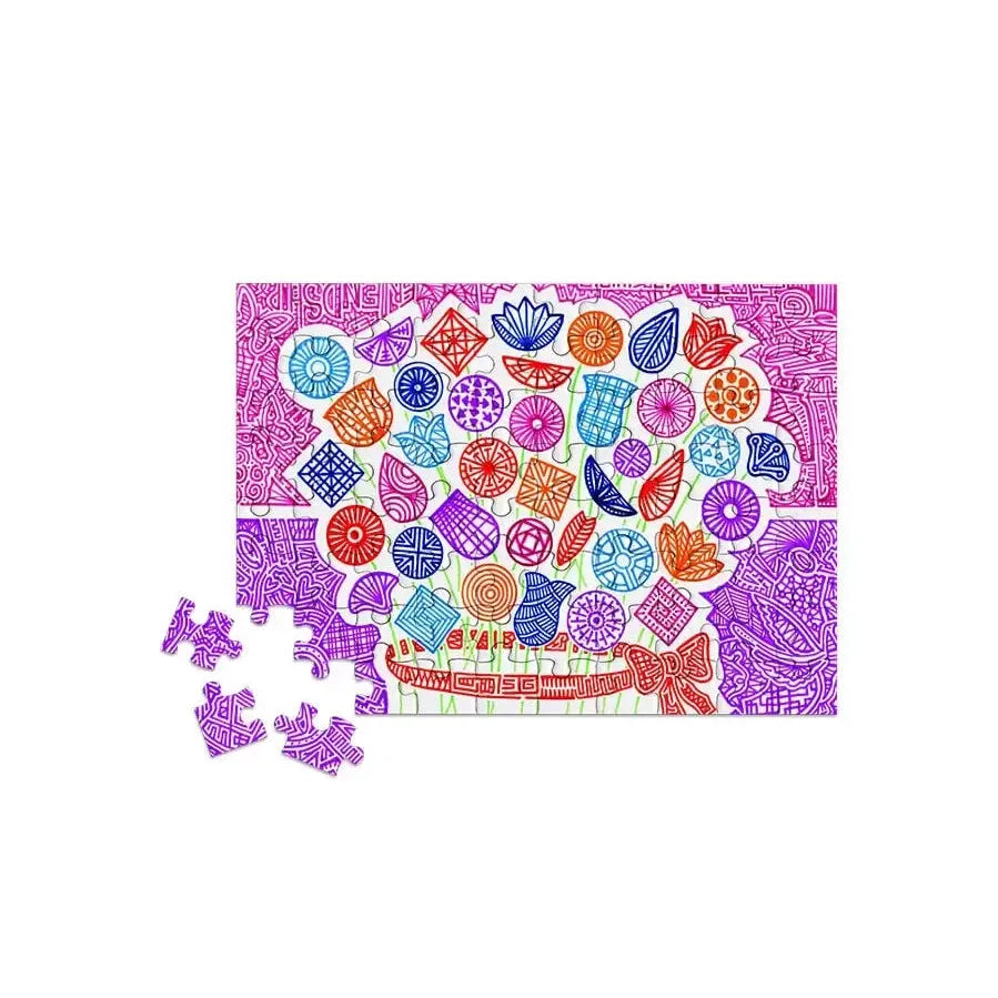 Flower Doodles 80 Piece Mini Jigsaw Puzzle Micro Puzzles