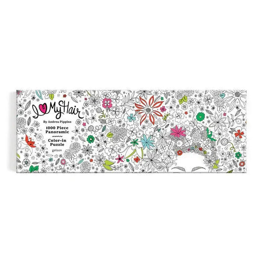 Flowers In Your Hair Color-In 1000 Piece Panoramic Jigsaw Puzzle Galison