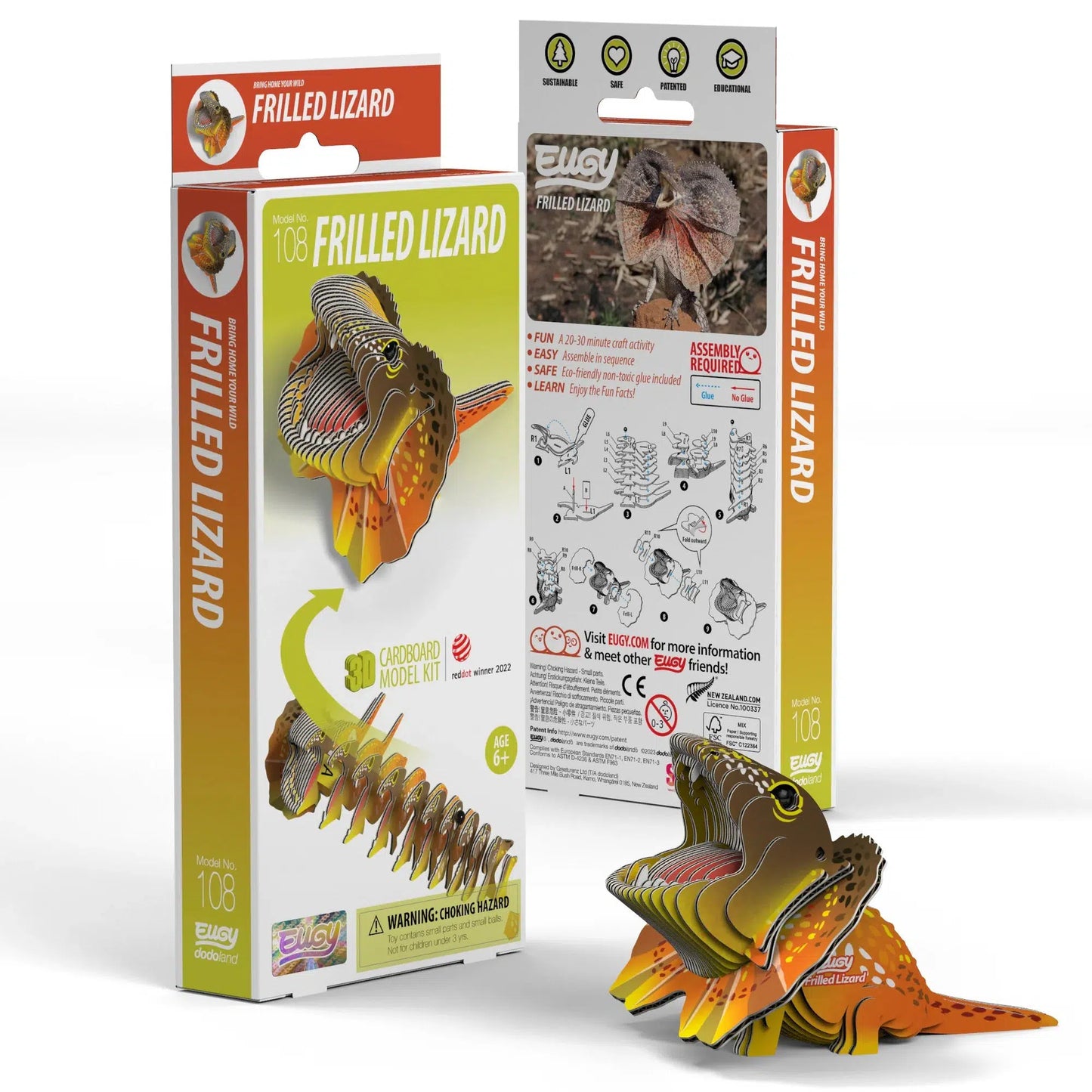 Frilled Lizard 3D Cardboard Model Kit Eugy