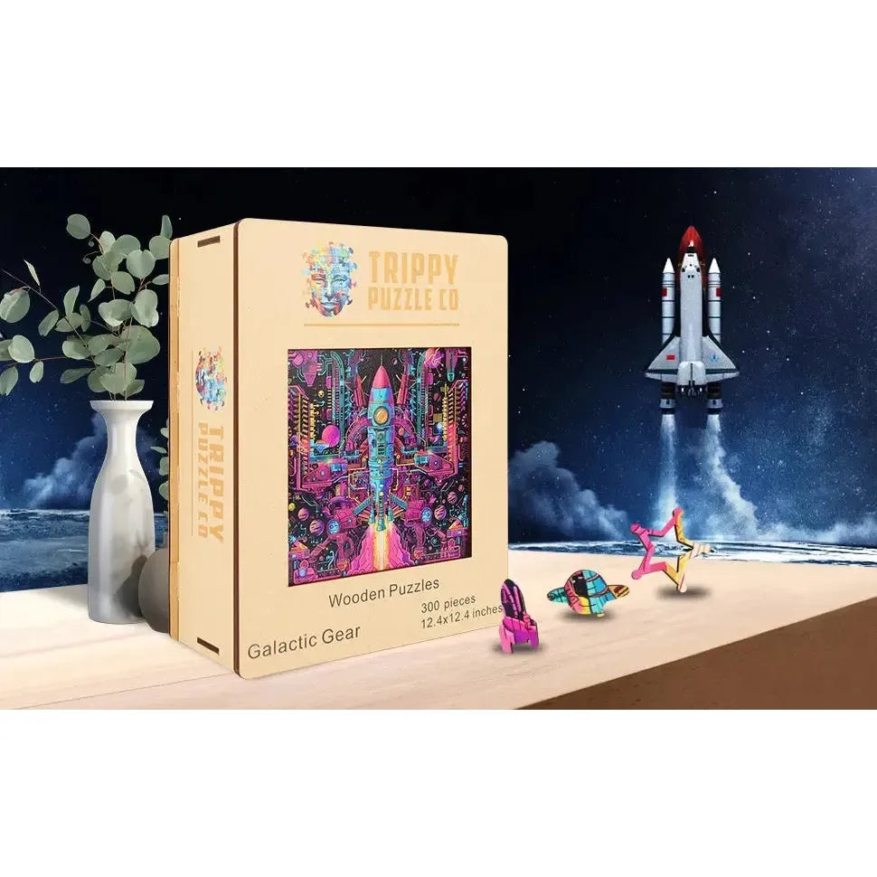 Galactic Gear 300 Piece Wooden Jigsaw Puzzle Trippy
