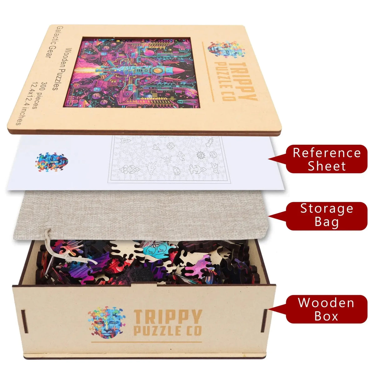 Galactic Gear 300 Piece Wooden Jigsaw Puzzle Trippy