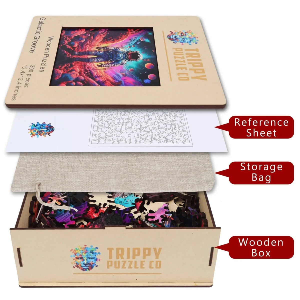 Galactic Groove 300 Piece Wooden Jigsaw Puzzle Trippy