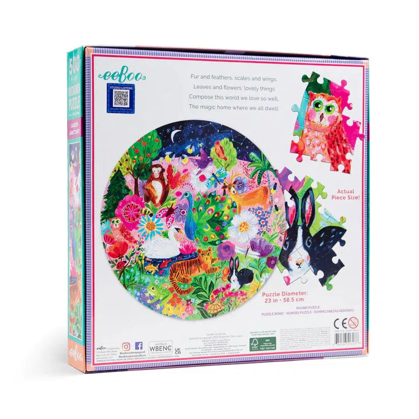 Garden Sanctuary 500 Piece Round Jigsaw Puzzle eeBoo