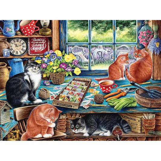 Garden Shed Cats 35 Piece Tray Jigsaw Puzzle Cobble Hill