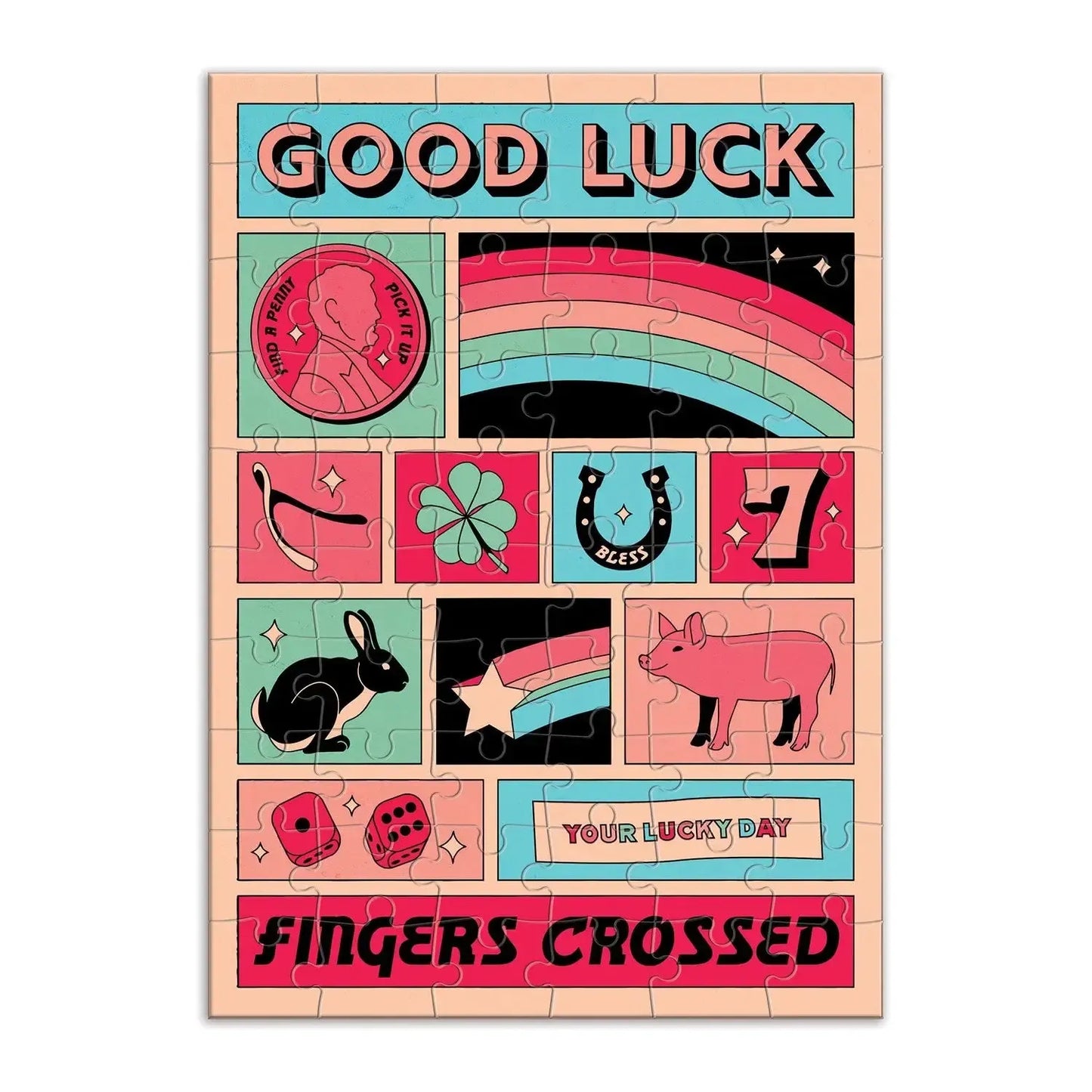 Good Luck Greeting Card 60 Piece Jigsaw Puzzle Galison