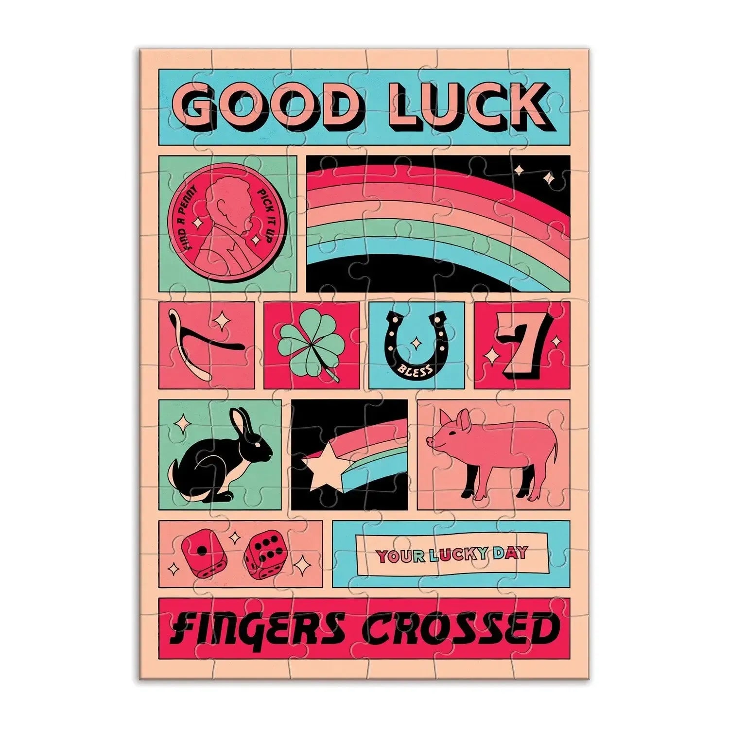 Good Luck Greeting Card 60 Piece Jigsaw Puzzle Galison