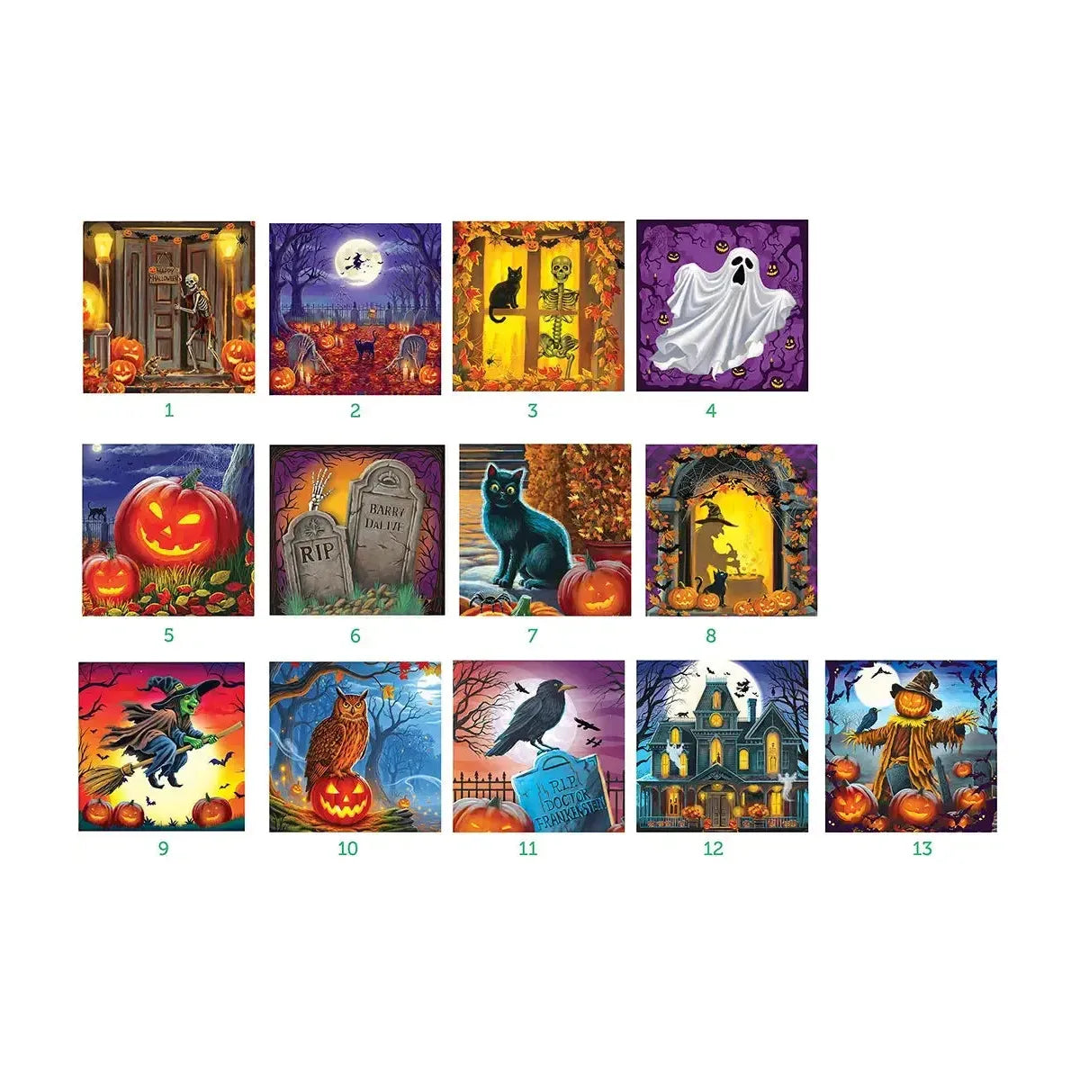 Halloween Night Advent Calendar - 13 Set of 50 Piece Mini Jigsaw Puzzles Eurographics