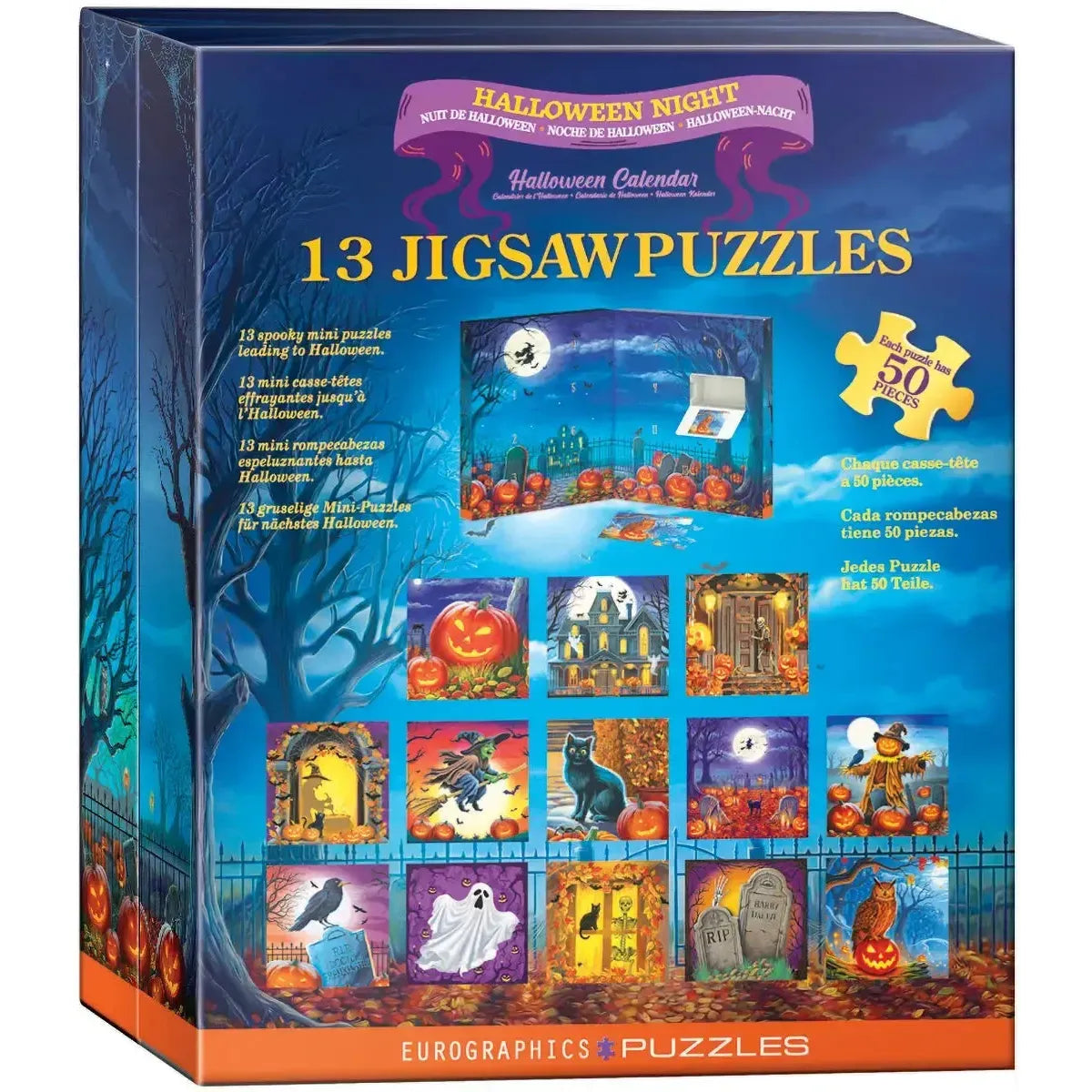 Halloween Night Advent Calendar - 13 Set of 50 Piece Mini Jigsaw Puzzles Eurographics